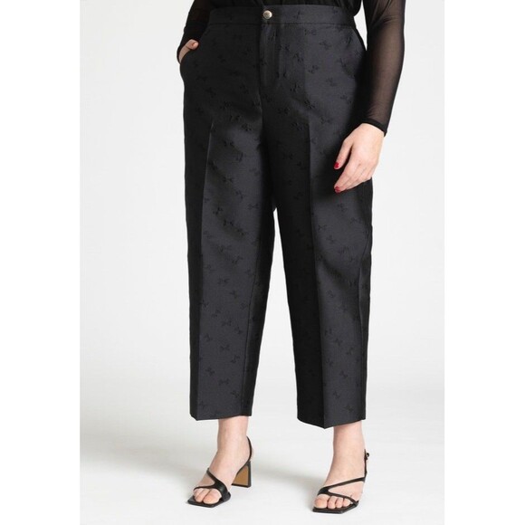 Eloquii Black Tailored High‎ Rise Jacquard Ankle Pant Size 16 NWT Work Casual - Picture 1 of 8